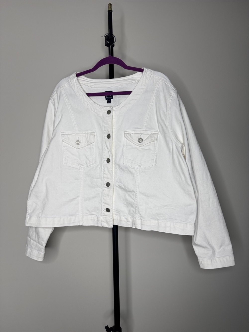 GAP Collarless Denim Crop Jacket Business Casual Cottagecore Coastal Size XXL